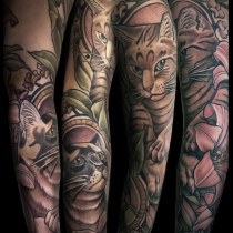 Neotraditional Tattoo, Tattoo Sleeve, Cat Tattoo, Nouveau Tattoo, Tattoo Artist Berlin, Tätowierer Berlin